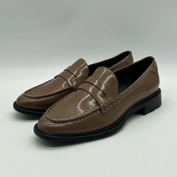 Sarto by Franco Sarto A-Eden Studs Loafers Brown Patent Size 10M New With Box
